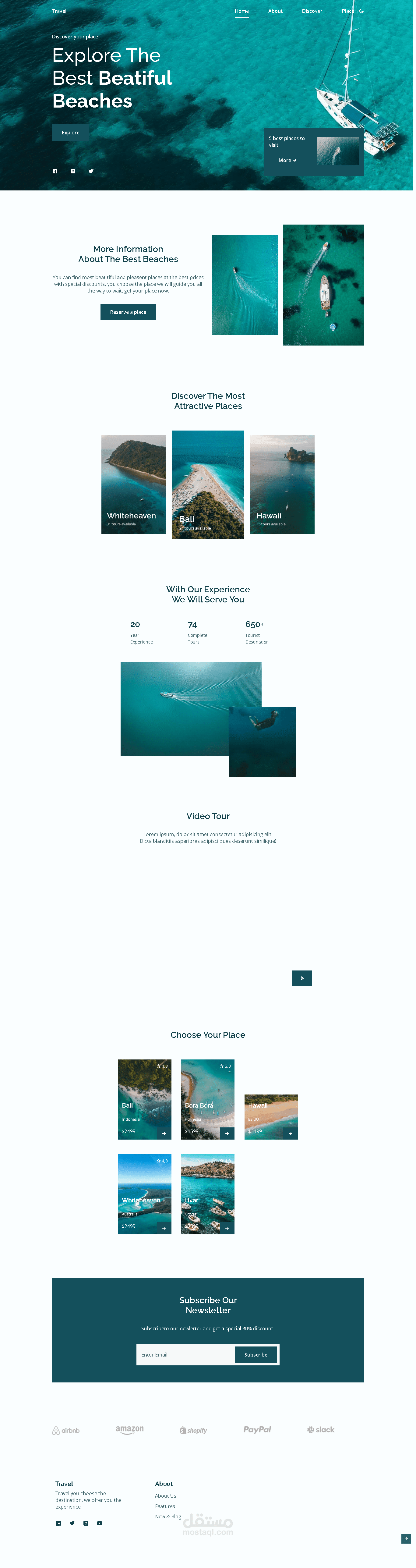 صفحة هبوط مميزة لموقع سياحة وسفر