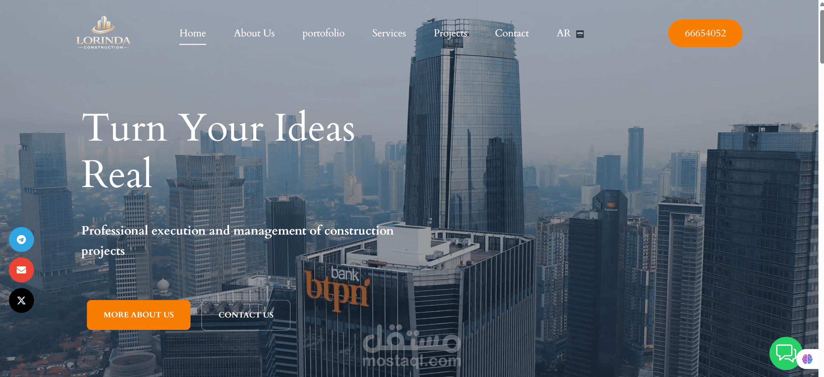 تصميم موقع تعريفي فاخر لشركة "لوريندا" للاستشارات الهندسية | WordPress & Elemento