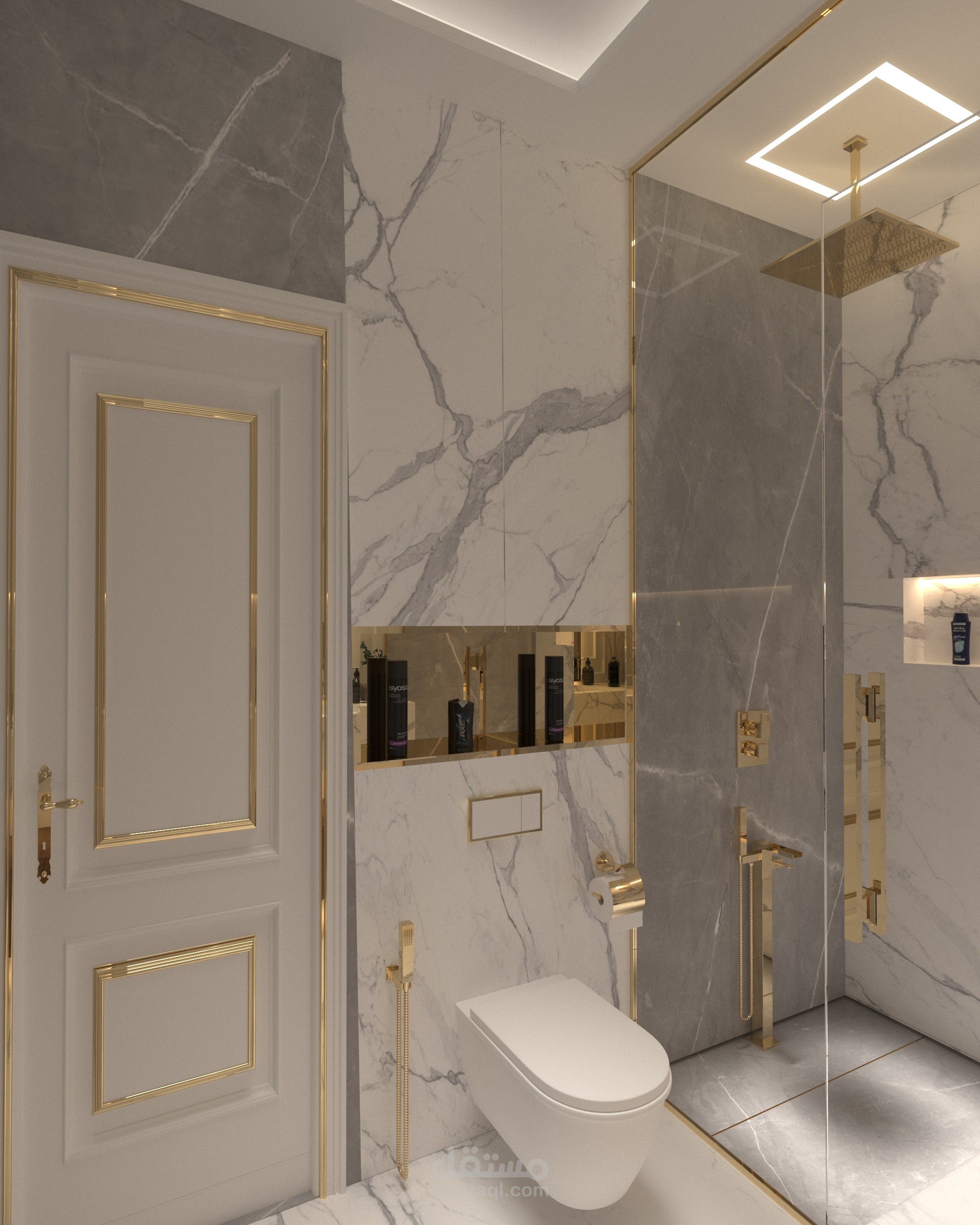 تصميم حمام ملكي لغرفة نوم ماستر