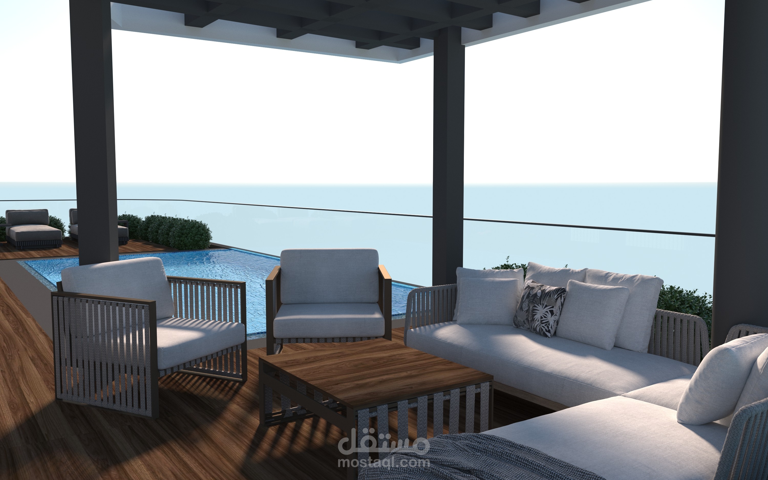 تصميم تراس في شقة سكنية طابق 14