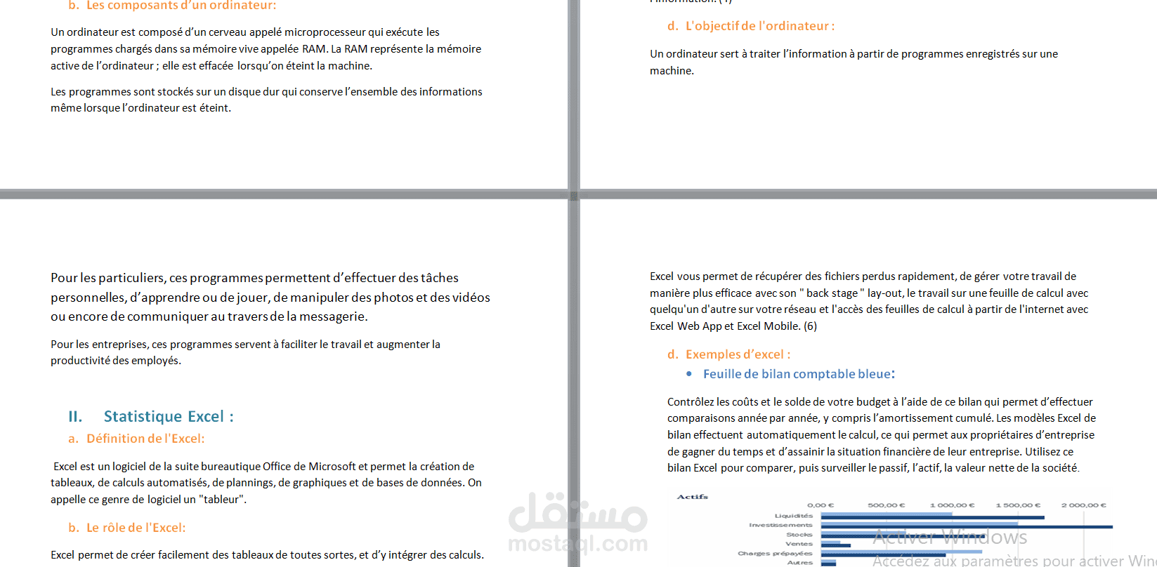 بحث عن الاعلام الالي و انظمة التشغيل باللغة الفرنسية