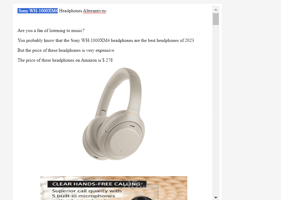 مدونة للتسويق لبدائل سماعات  Sony WH-1000XM4 من متجر امازون