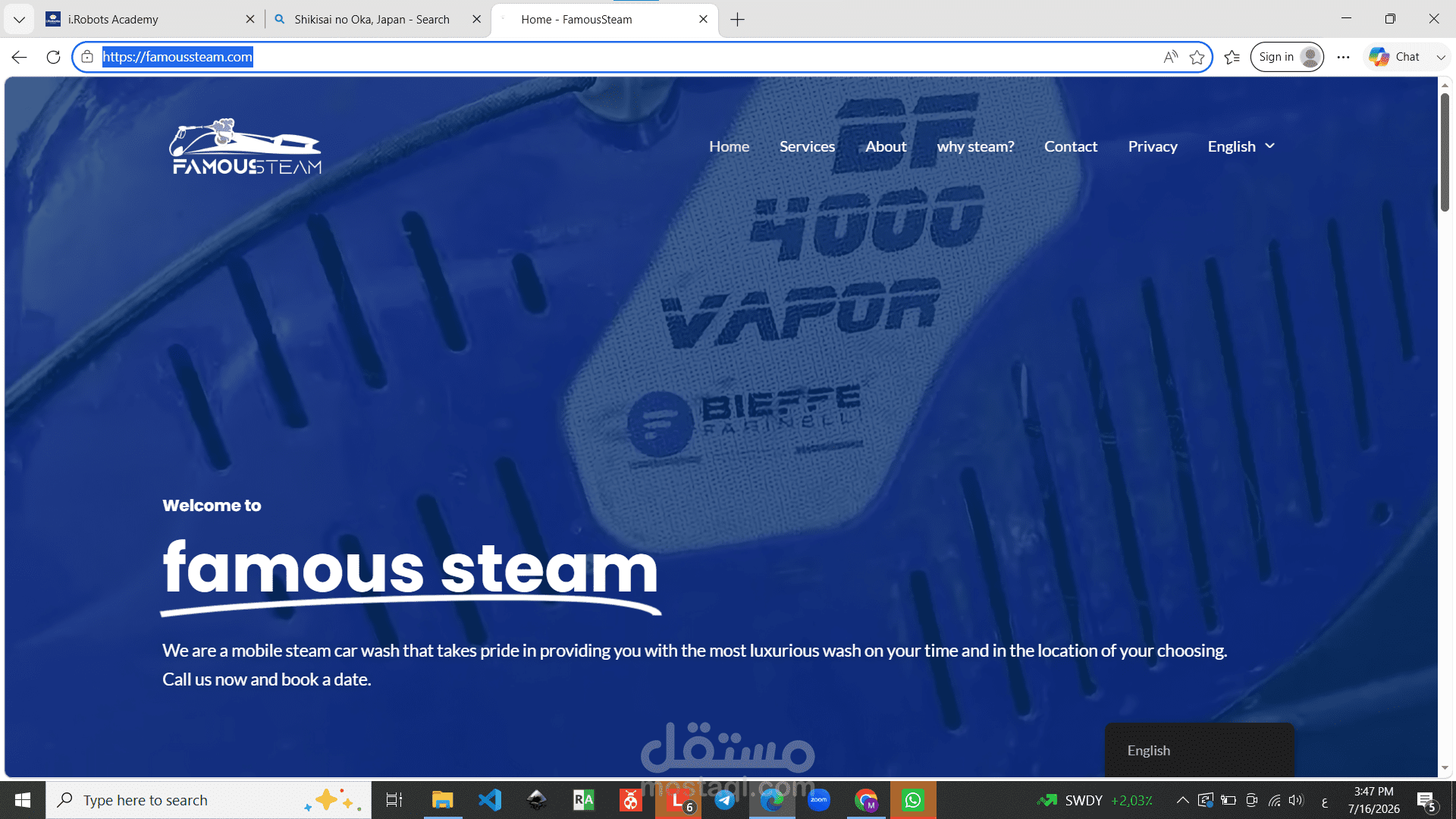 تطوير موقع أعمال احترافي Famous Steam