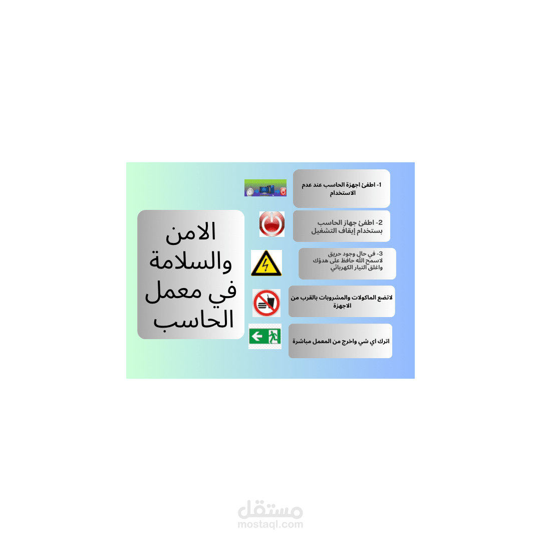 تصميم عن الامن والسلامة في معمل الحاسب الالي