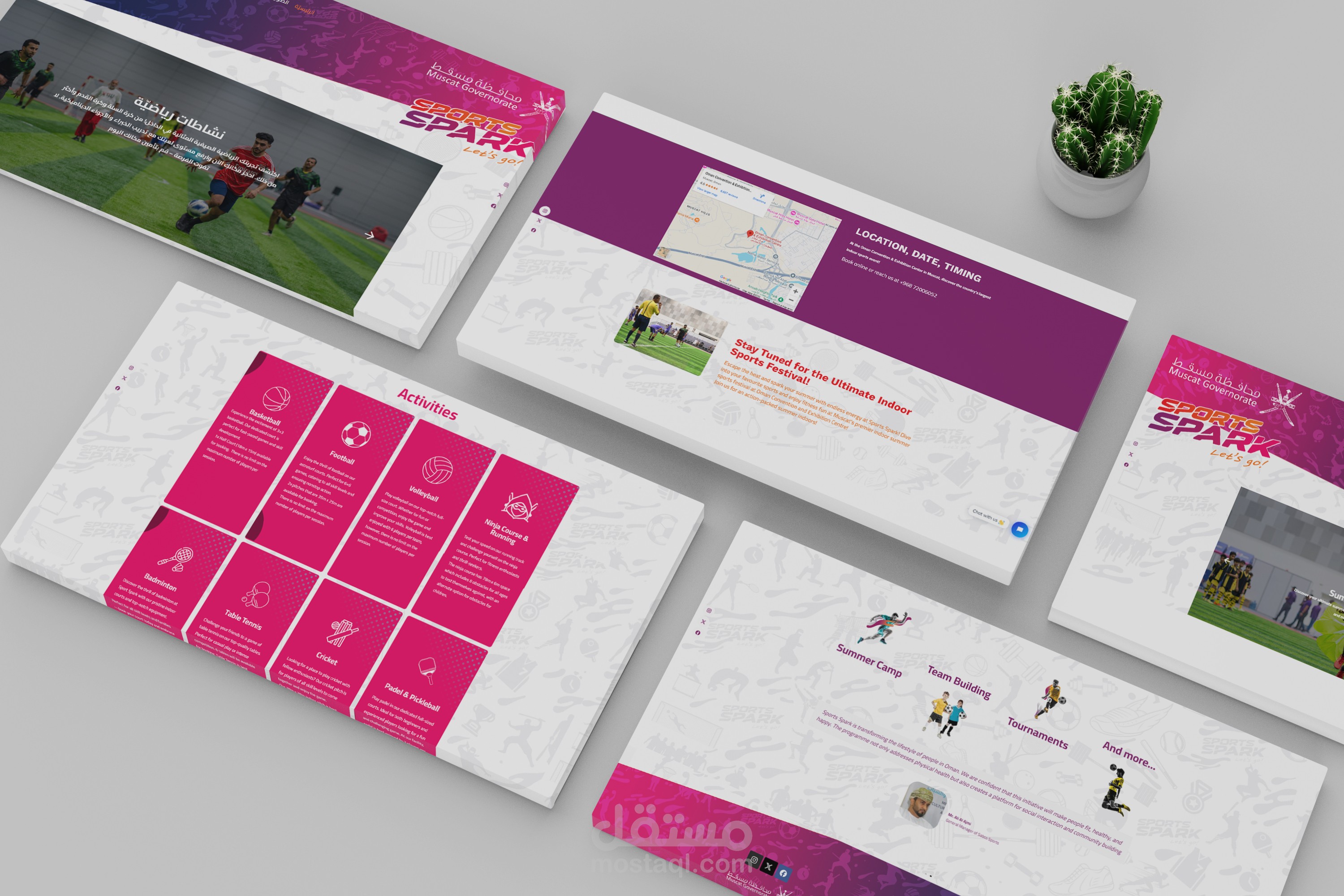 تصميم موقع حجوزات إلكتروني  "Sports Spark Oman" باستخدام Wordpress و Elementor