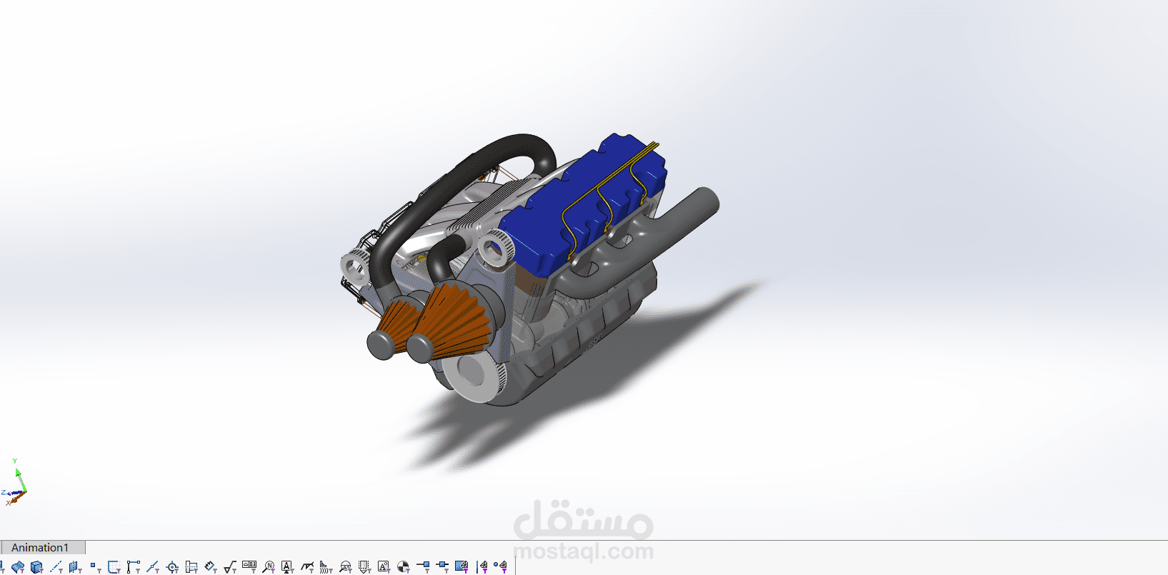 design and assembly car engine V6