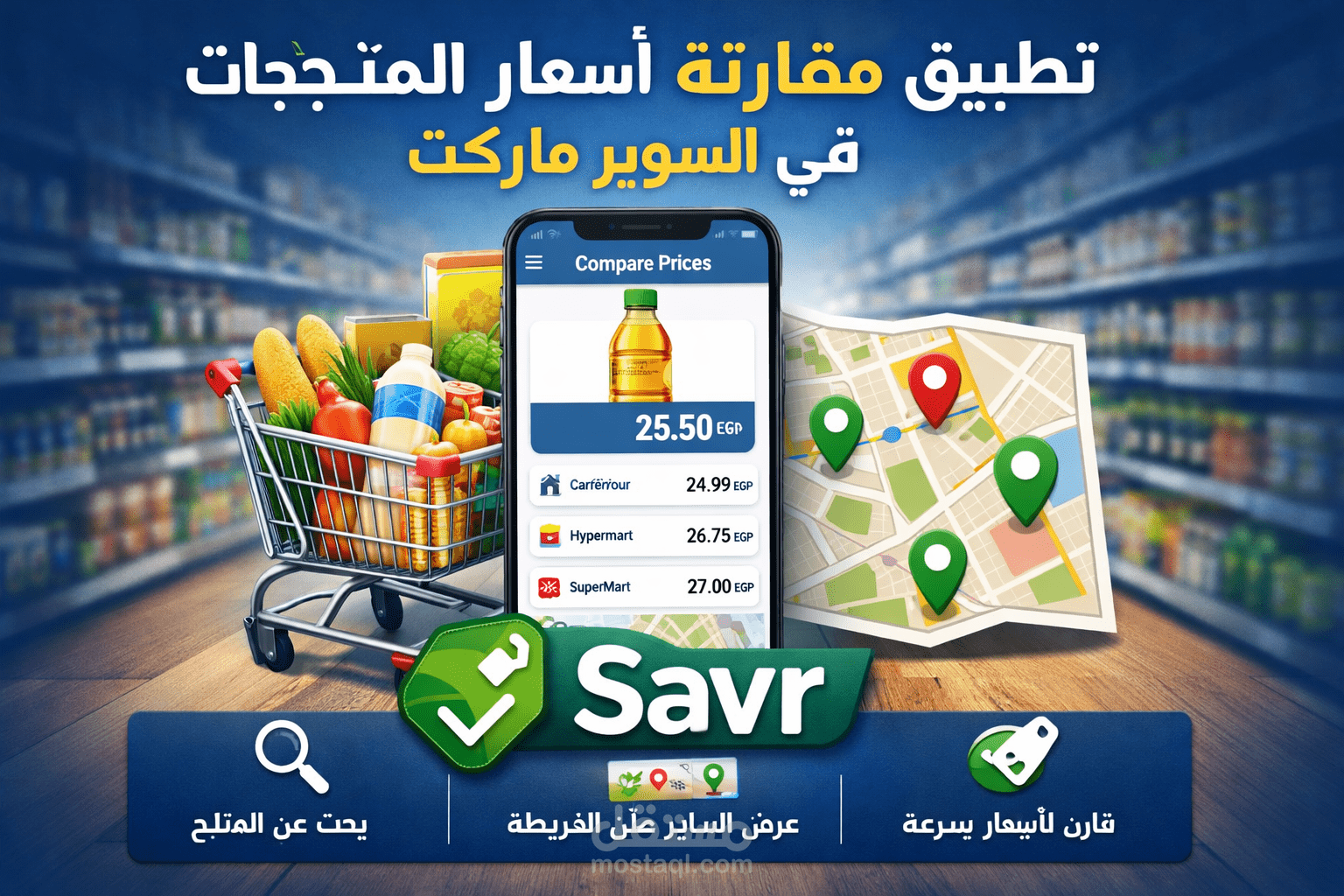 إنشاء وتطوير تطبيق موبايل لمقارنة أسعار المنتجات في السوبر ماركت (Savr)