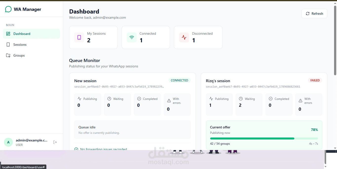 WhatsApp Sessions + Group Automation