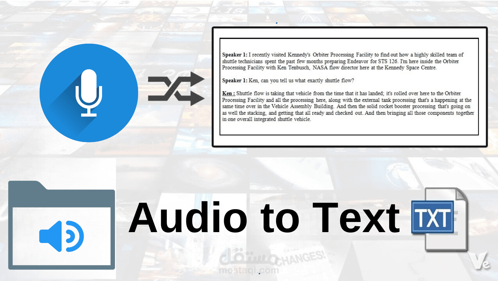تفريغ لتسجيل صوتي MP3 في ملف WORD