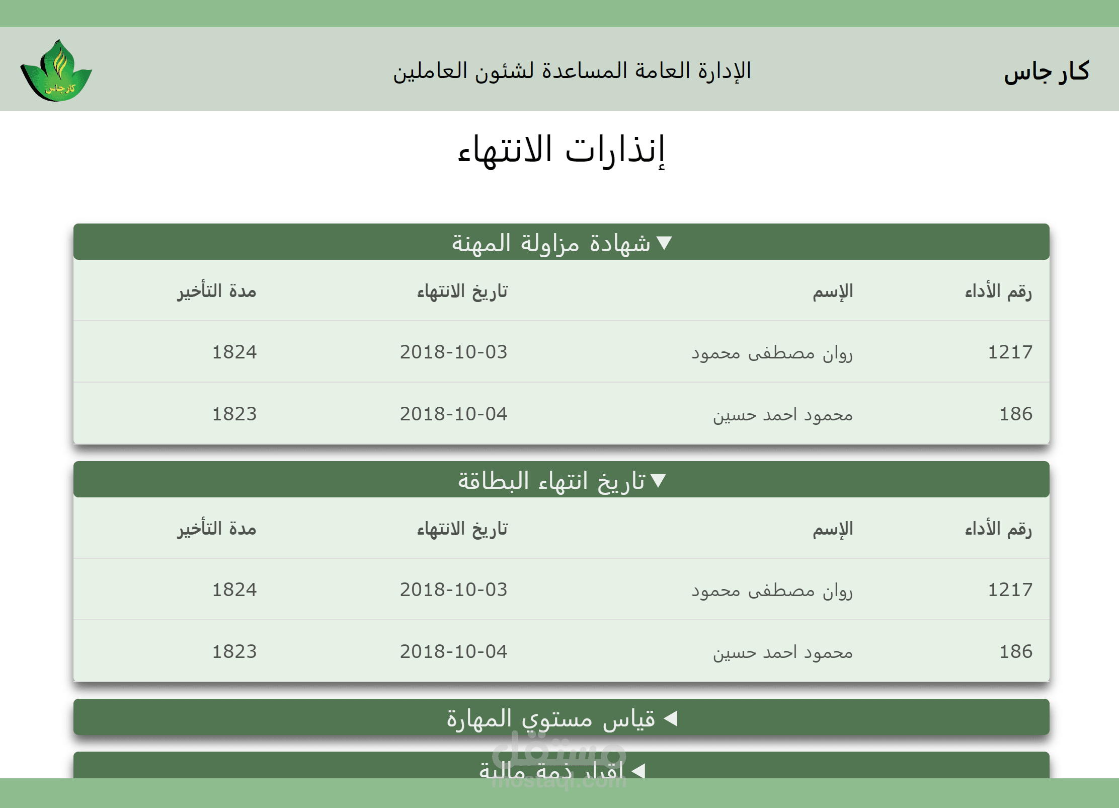 Car Gas employees tracking system