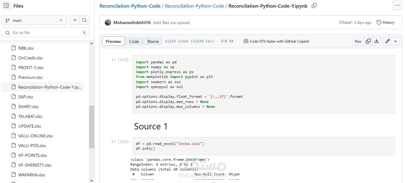 تحليل بيانات وعمل تقارير بأستخدام Python - Excel