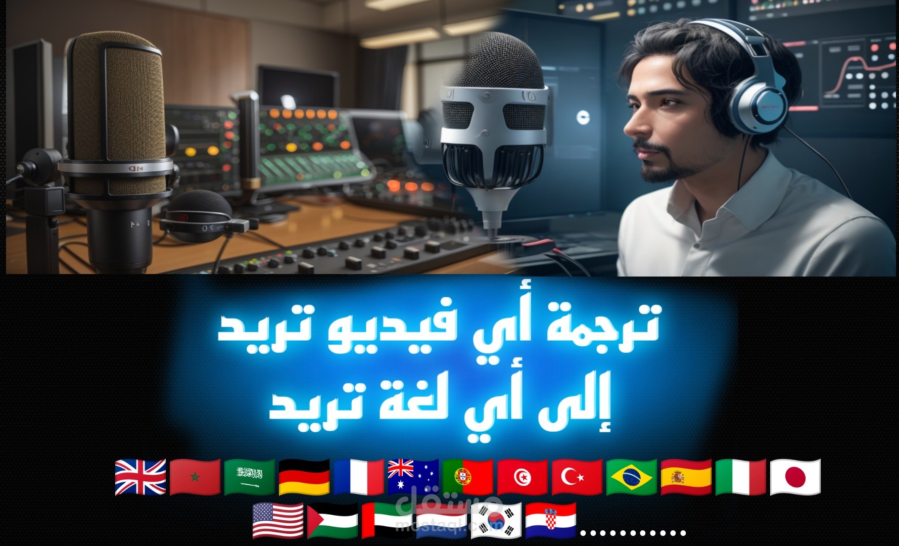 قمت بعمل ترجمة فيديو من اللغة العربية الى اللغة الانجليزية و الروسية و الصينية بالذكاء الاصطناعي