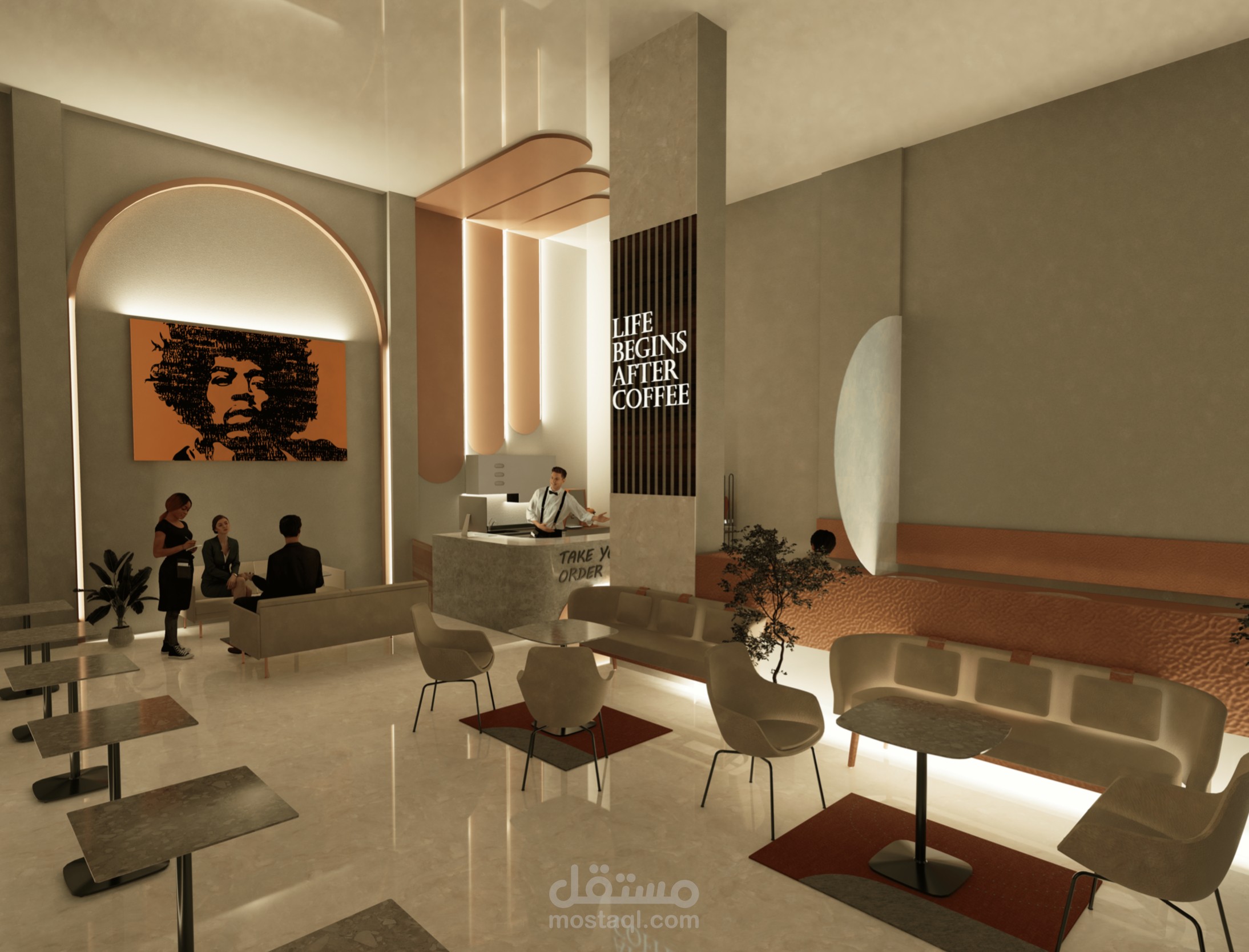 تصميم مقهى في مجمع سكني