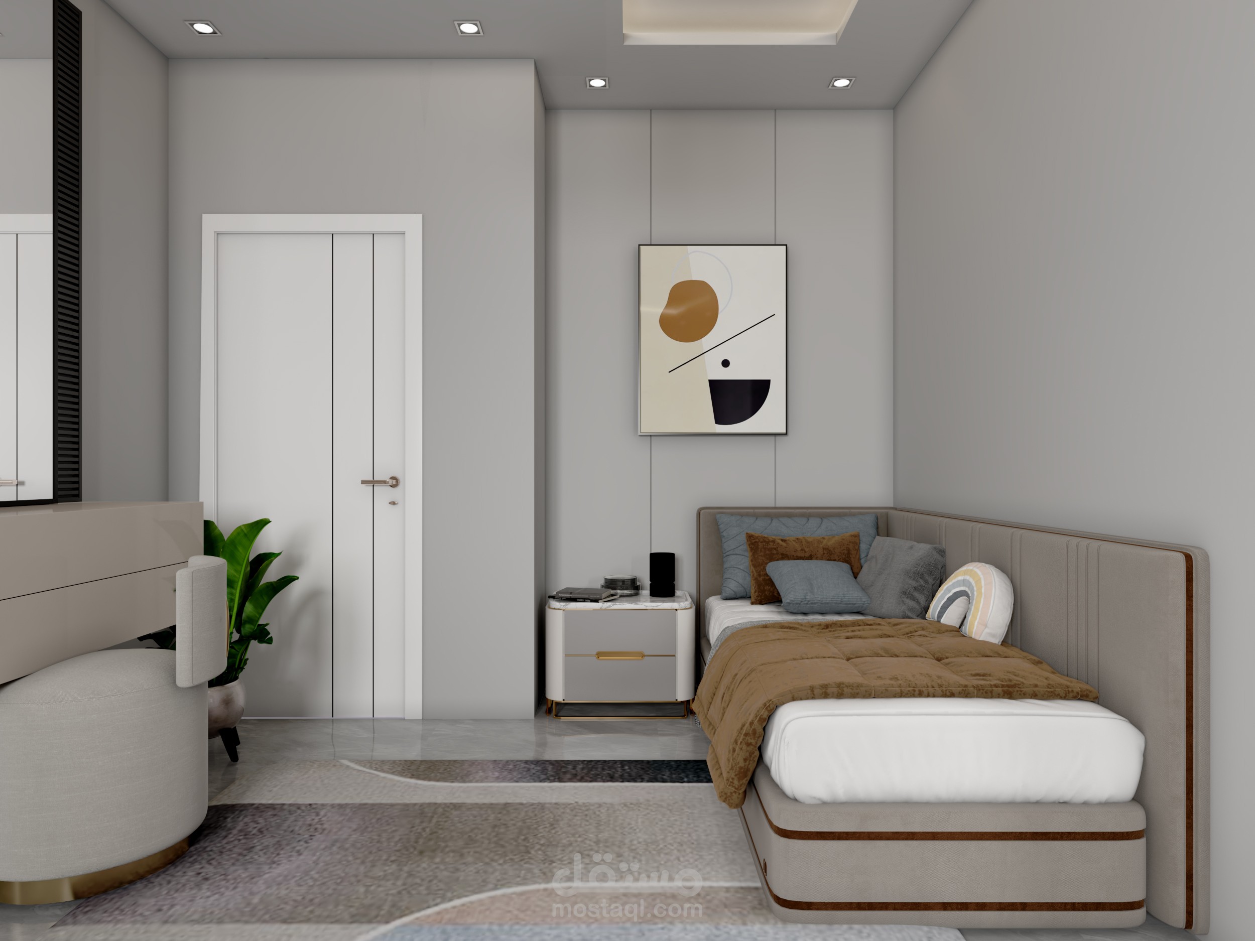 تصميم غرفة إقامة لمركز لعلاج التوحد