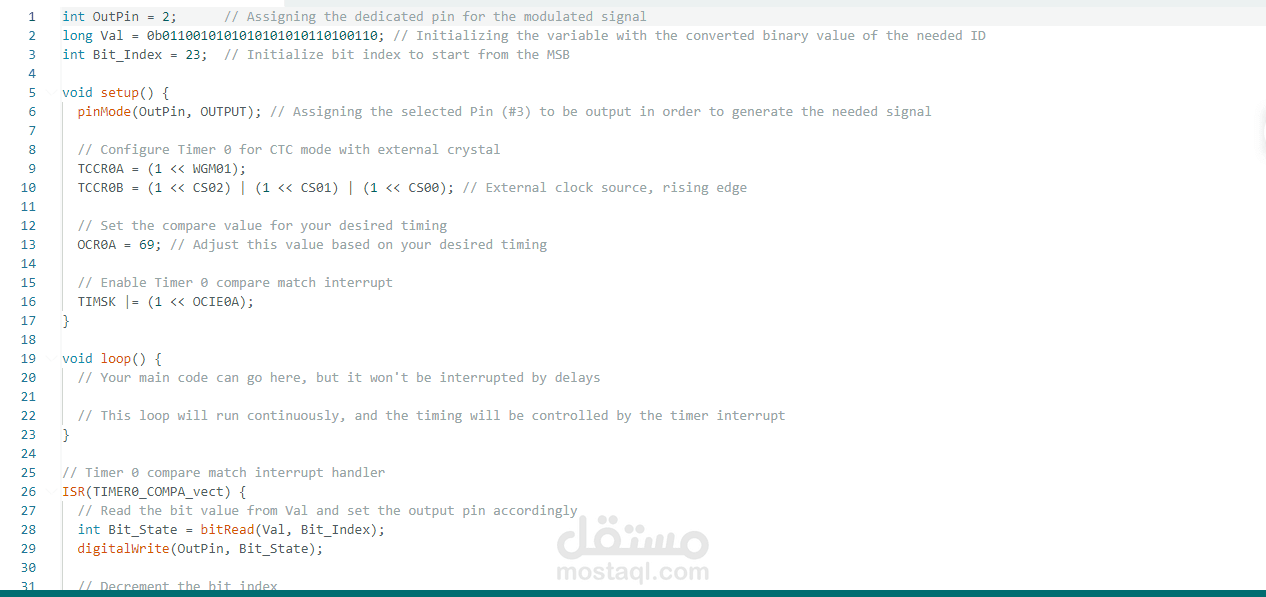 writing a code using C++ language for attiny85 microcontroller based on client needs