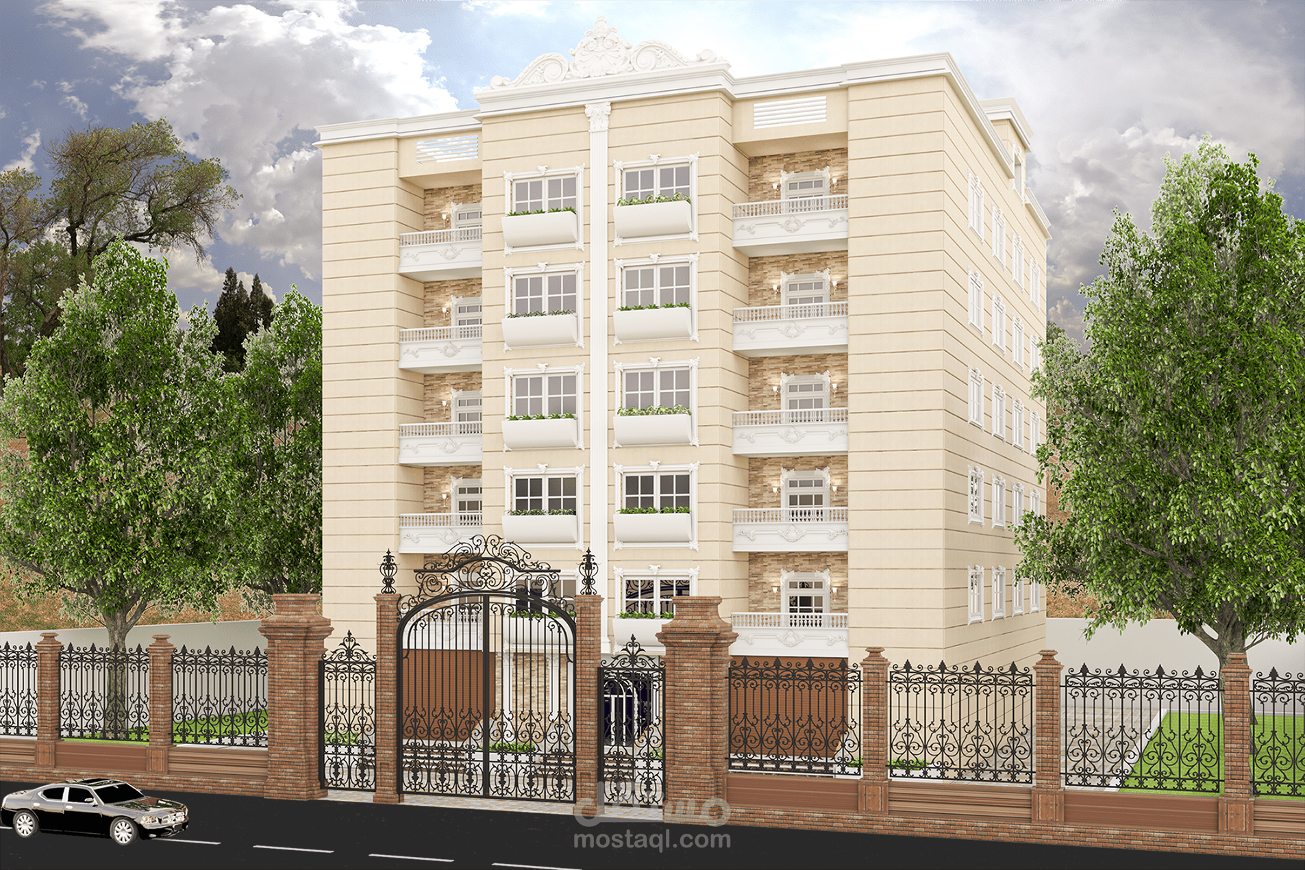 تصميم واجهة خارجية لمبنى عمارة سكنية