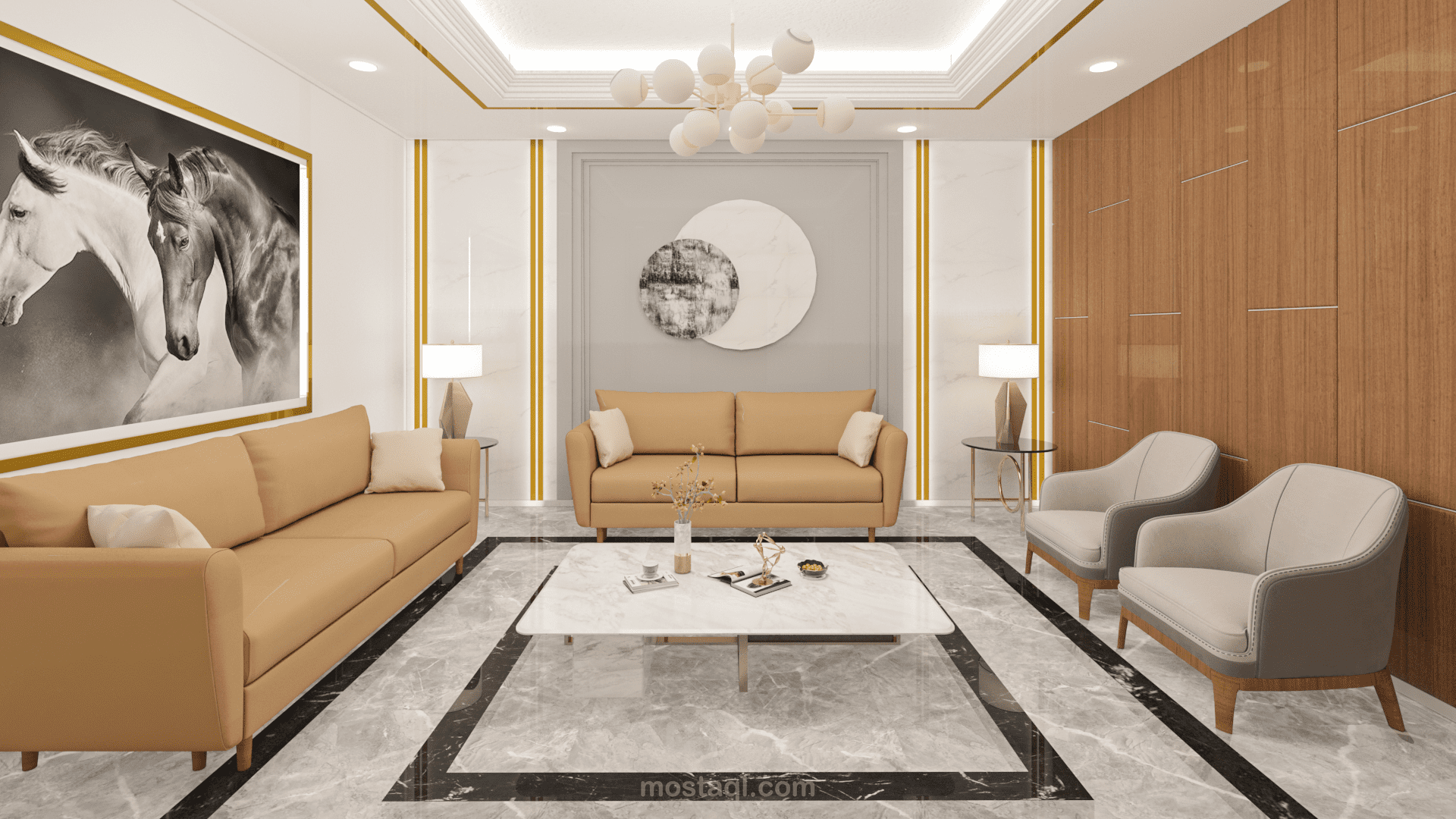 تصميم داخلي لفراغ معيشة