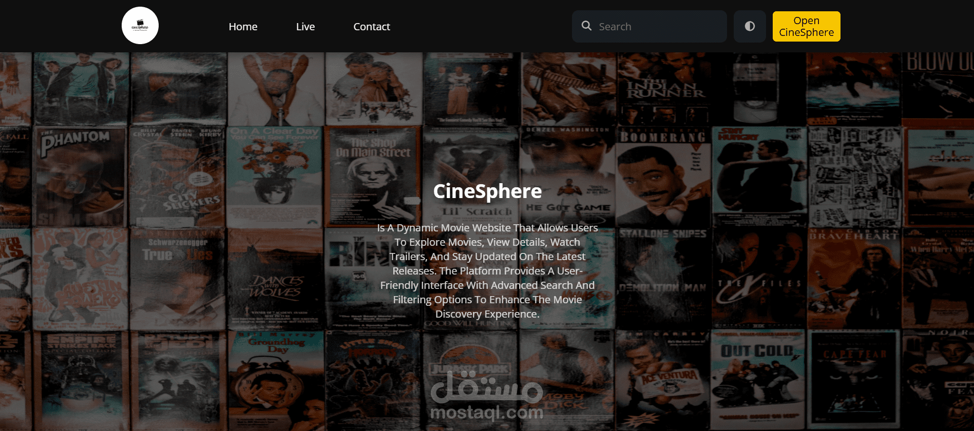 موقع إلكتروني يتيح للمستخدمين اختيار فيلم، تحديد موعد العرض، وحجز المقاعد داخل قاعة السينما بشكل تفاعلي وسهل