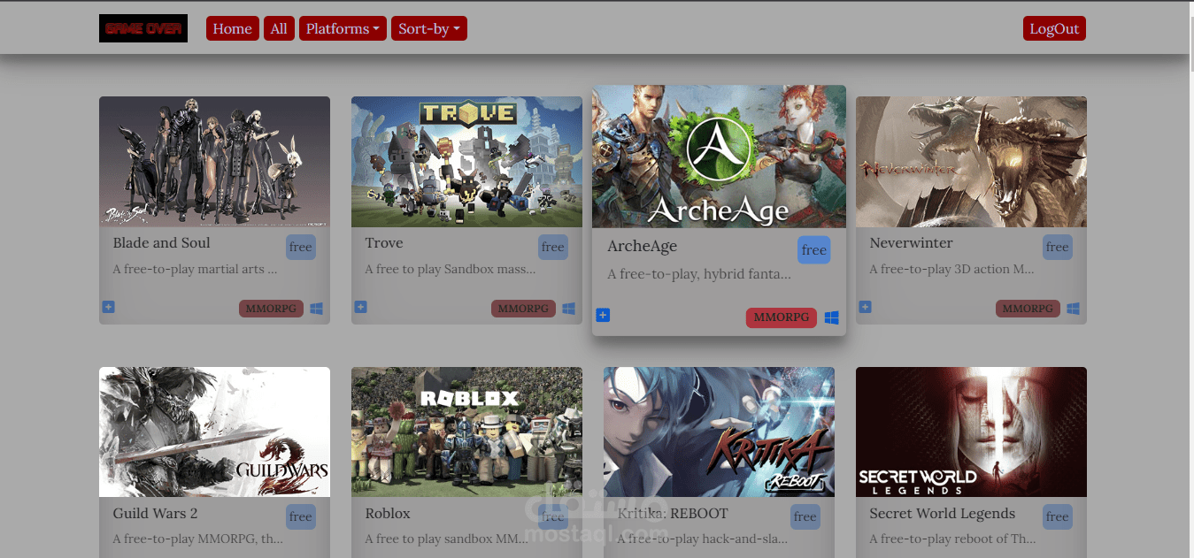 Game Over website