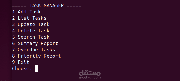 Bash Project Task Manager