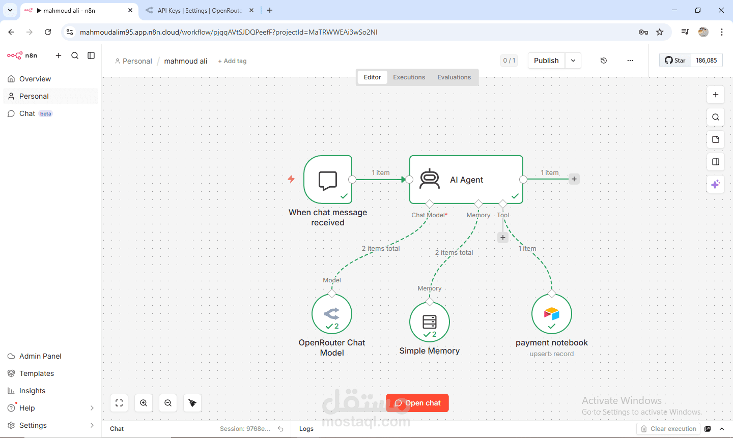 إنشاء Workflow وربط الأنظمة باستخدام n8n