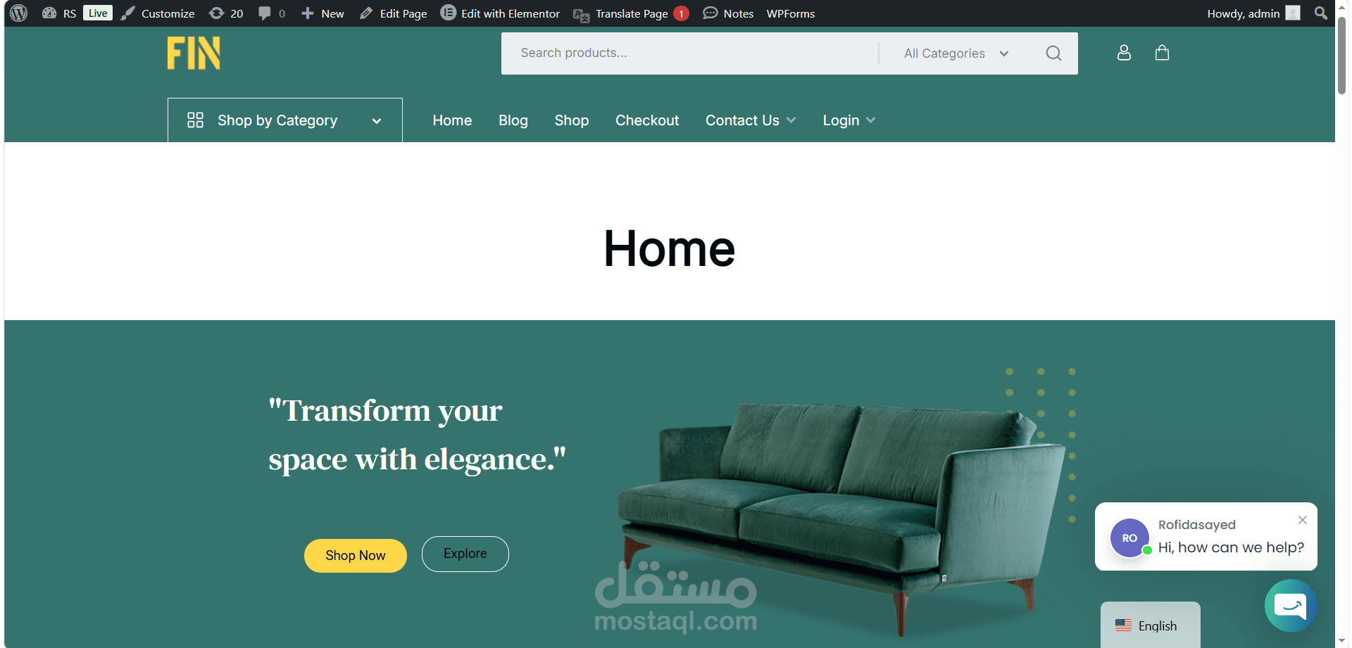 تطوير متجر إلكتروني متكامل لبيع الأثاث باستخدام WordPress & WooCommerce