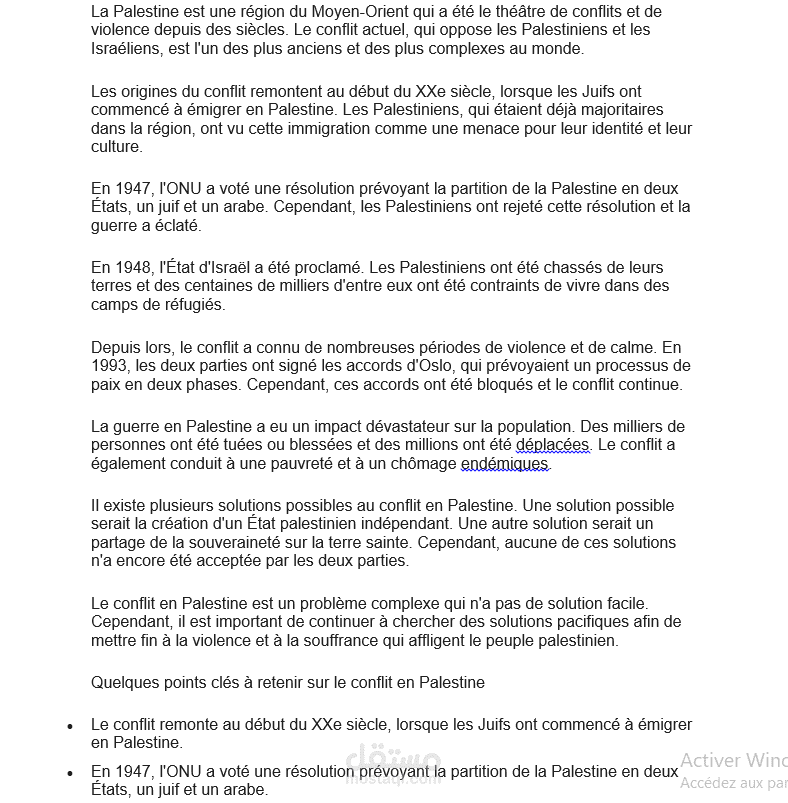 La Palestine et la guerre