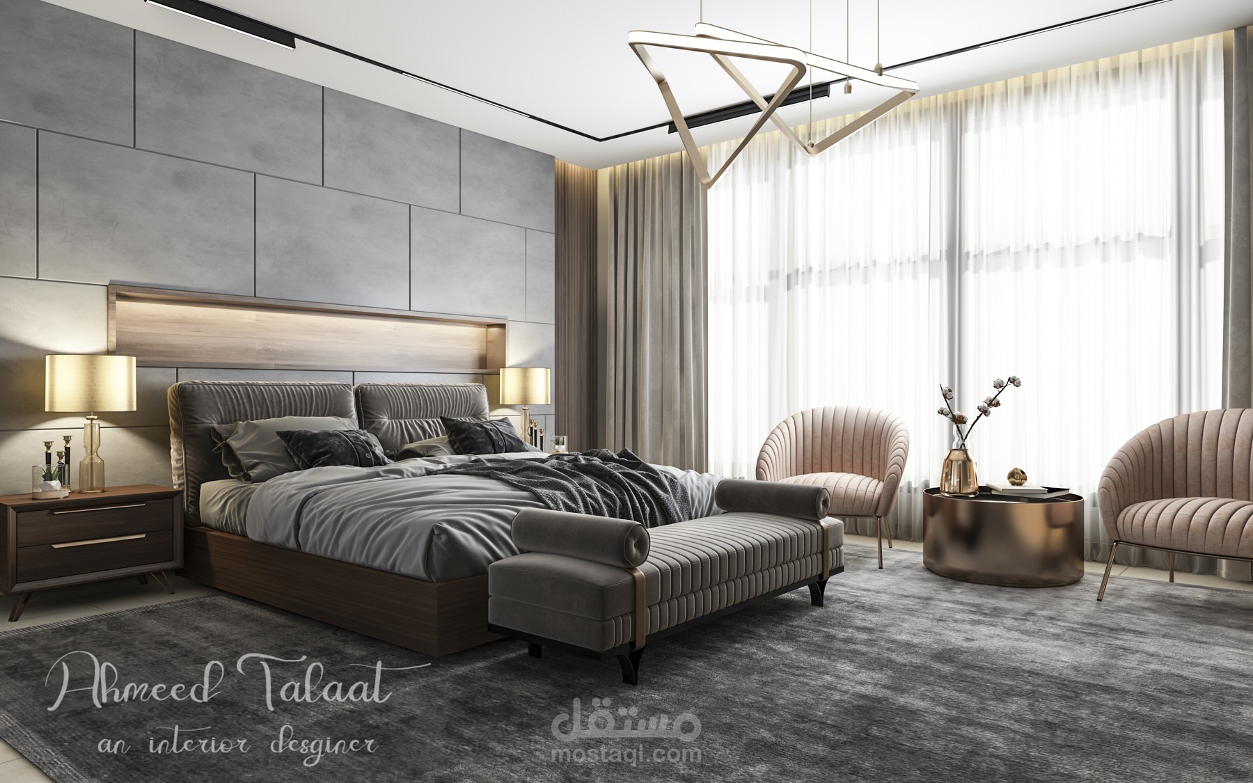 تصميم مودرن لغرفة نوم رئيسية لفيلا