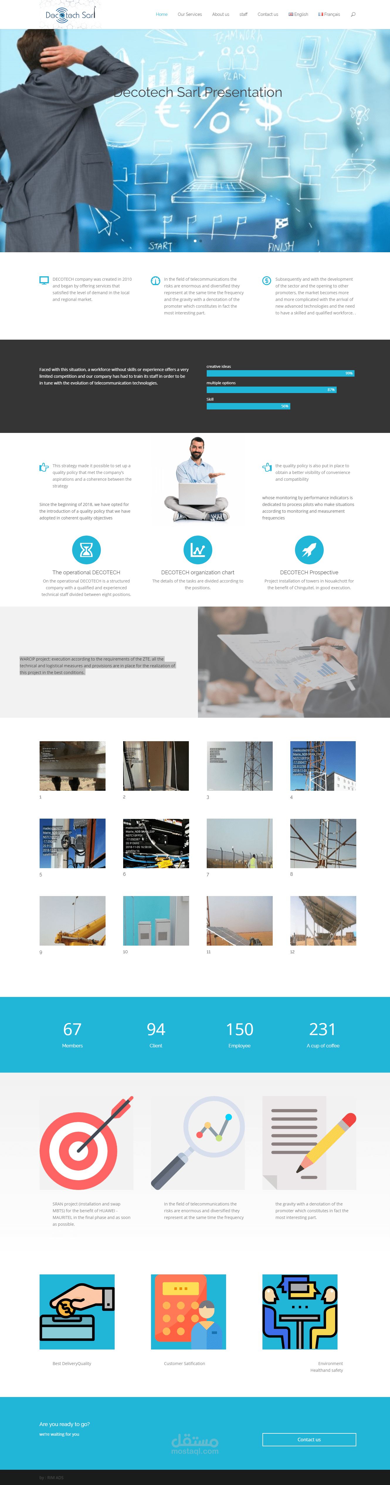موقع لشركة اتصالات لغتين انجليزي فرنسي