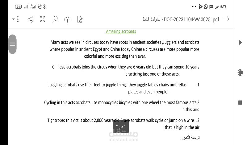 ترجمة نص Acrobats