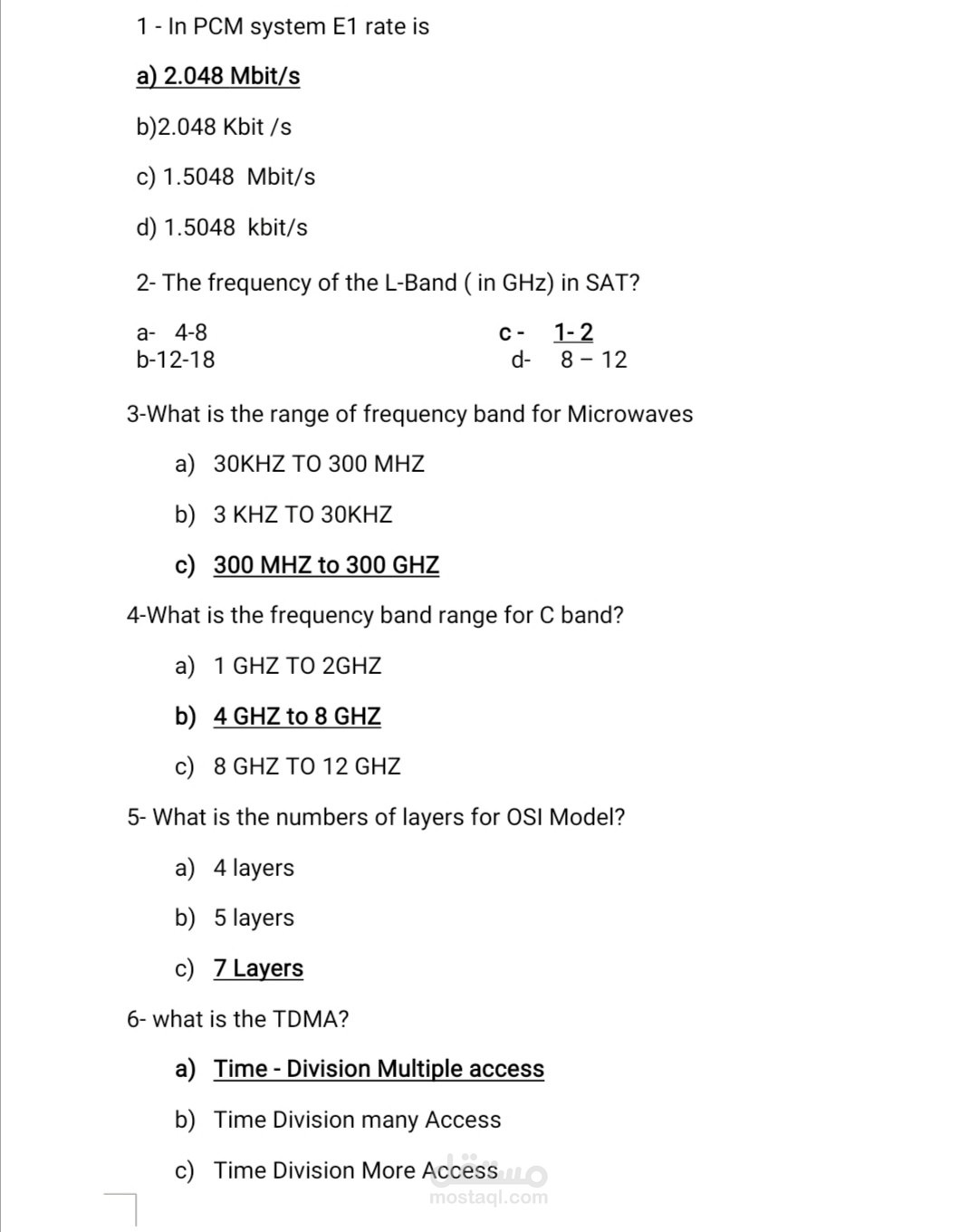 عمل اسئلة اختبارات واجابتها MCQ على ملف وورد