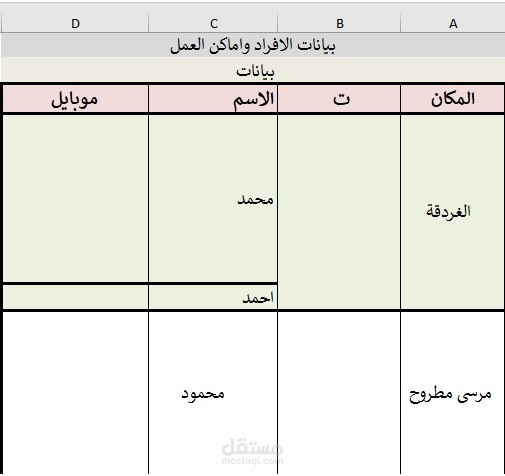 عمل قاعدة بيانات افراد باستخدام الاكسل