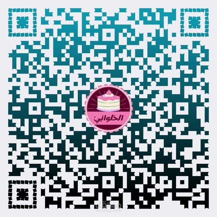 تصميم رمز الاستجابة السريعة يتضمن لوجو خاص بشركة حلويات