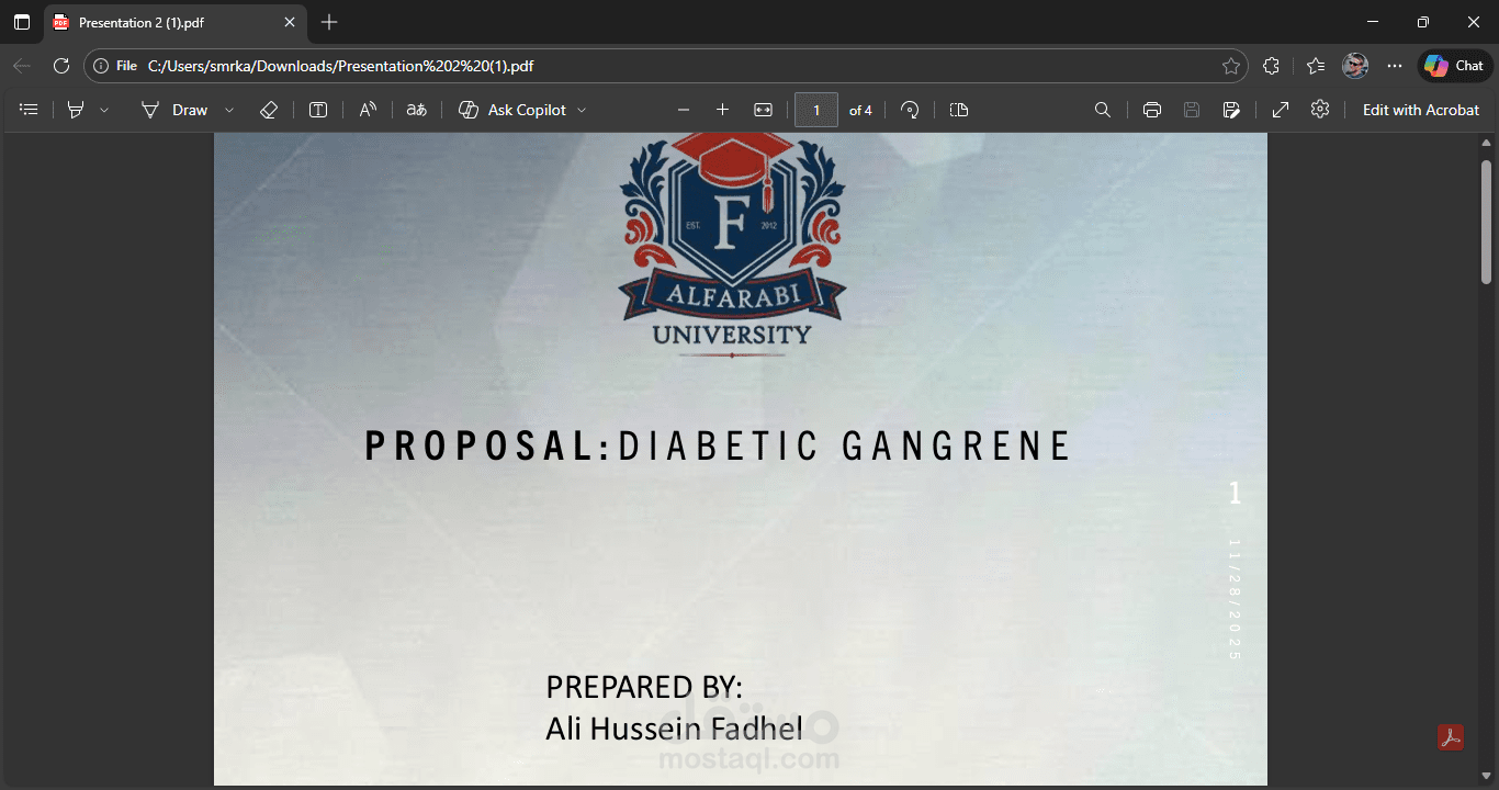 P ROPOSAL:DIABETIC GANGRENE