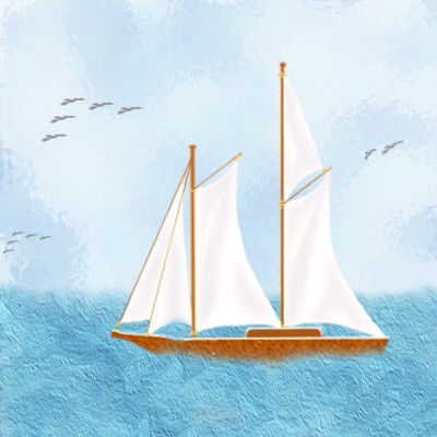 تصميم رسم - مركب فى عرض البحر - بلفوتوشوب