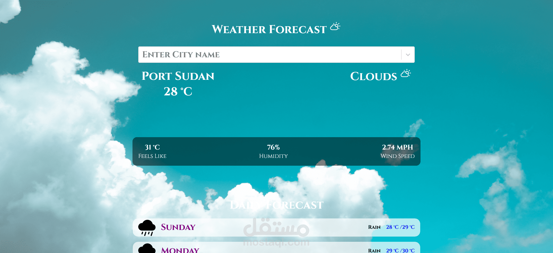 Weather forcast app
