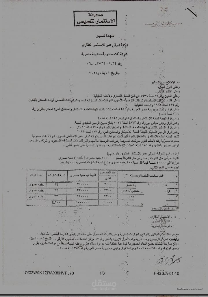 تاسيس شركة