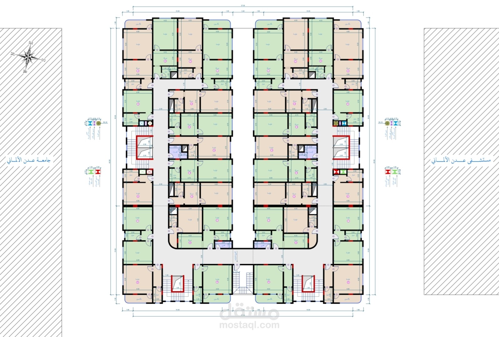 تصميم المساقط المعمارية فندقي إداري تجاري