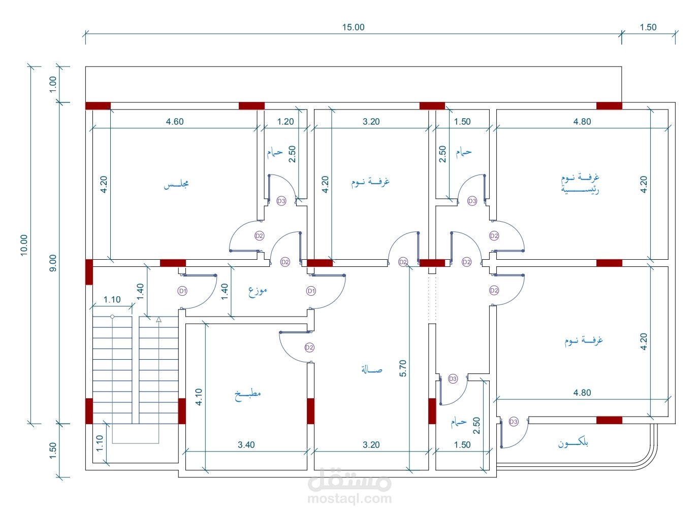 تصميم المساقط المعمارية لعمارة سكنية