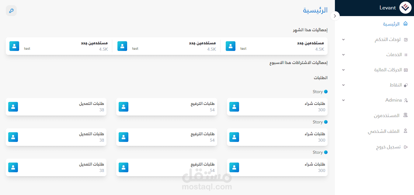 لوحة تحكم بتطبيق Address