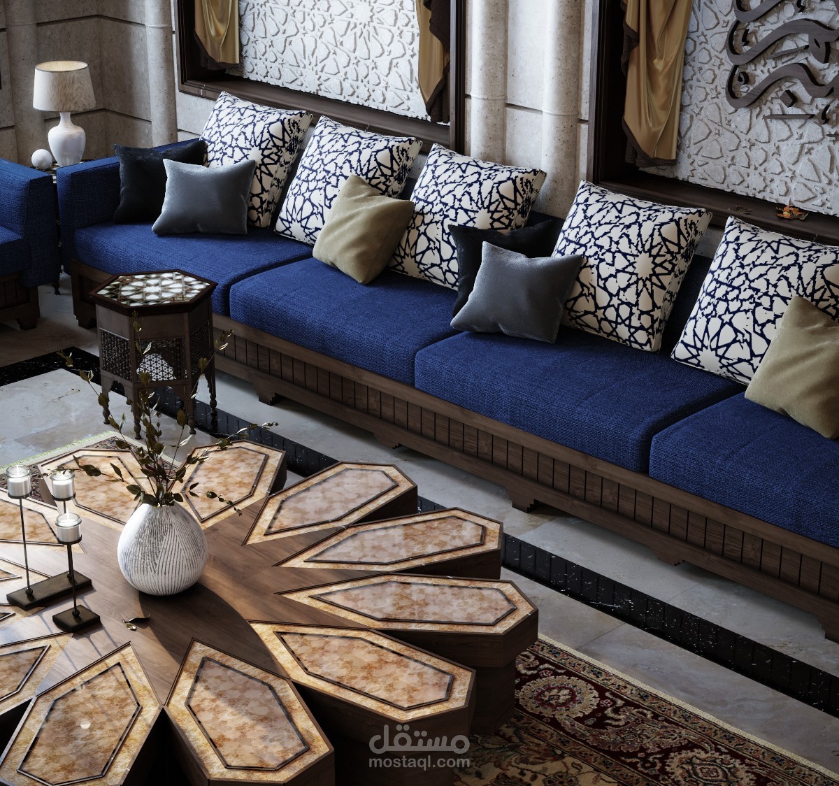 تصميم غرفة جلوس وغرفة نوم