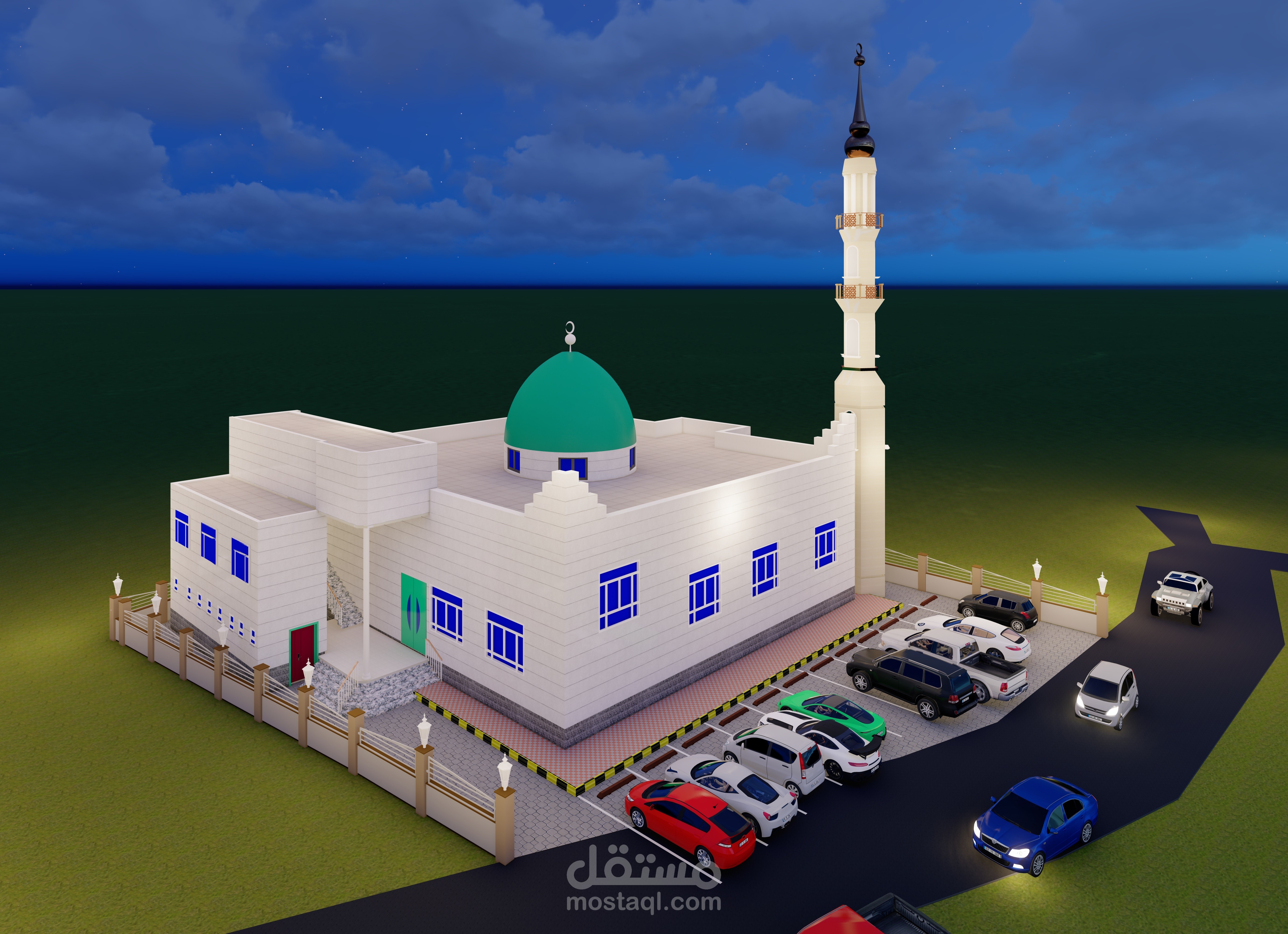 تصميم مجسم جامع مع موافق السيارات لميون