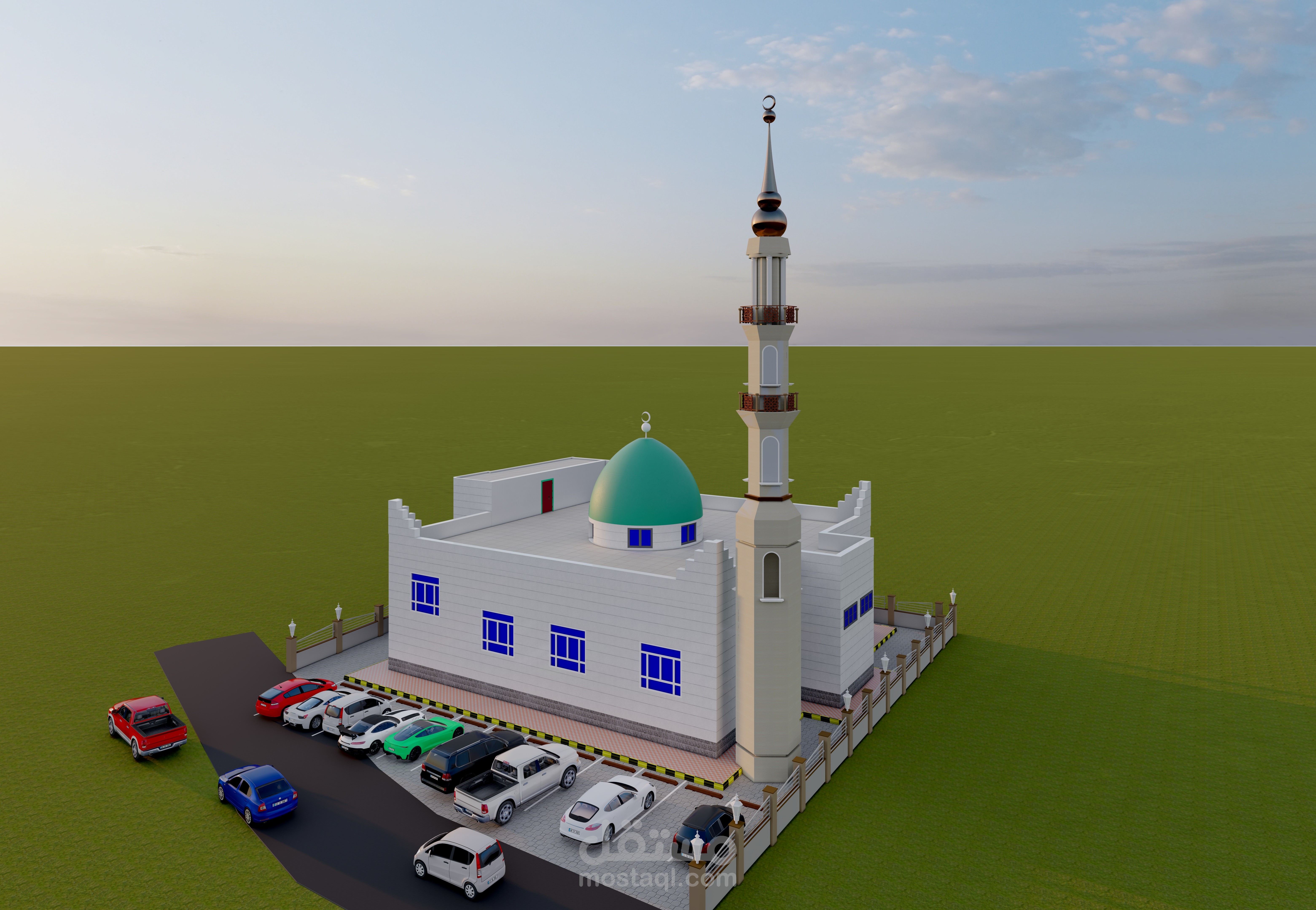 تصميم مجسم جامع مع موافق السيارات لميون صور نهاريه