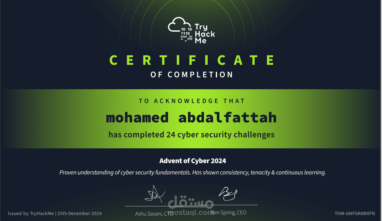 has completed 24 cyber security challenges