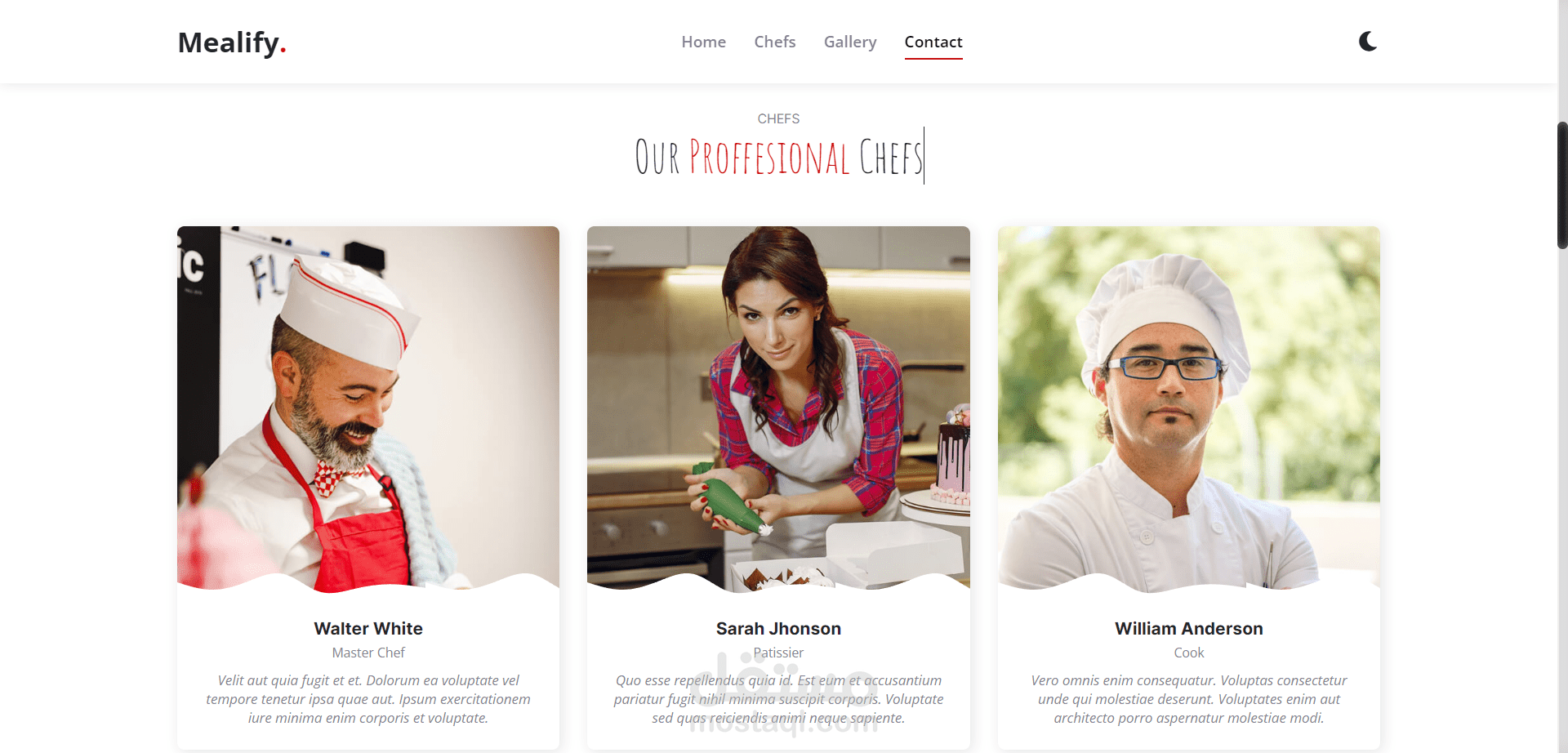 Mealify Landing page