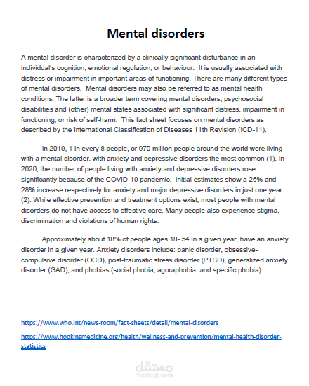 Scientific translation about mental disorders