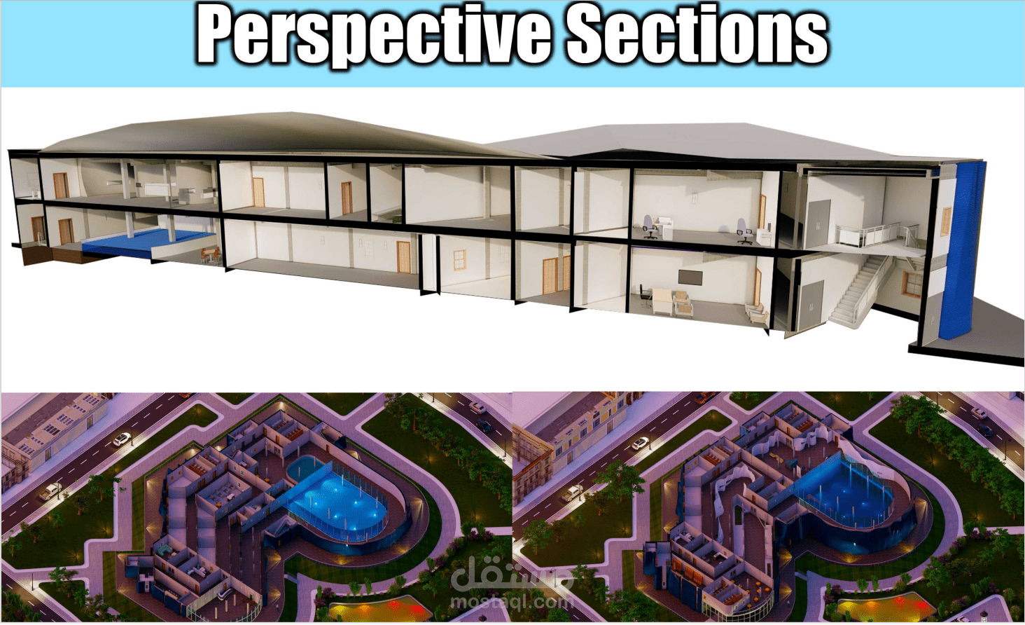 تصميم مبانى ثلاثية الابعاد على برنامج Revit و يتم اظهارها ببرنامج lumion