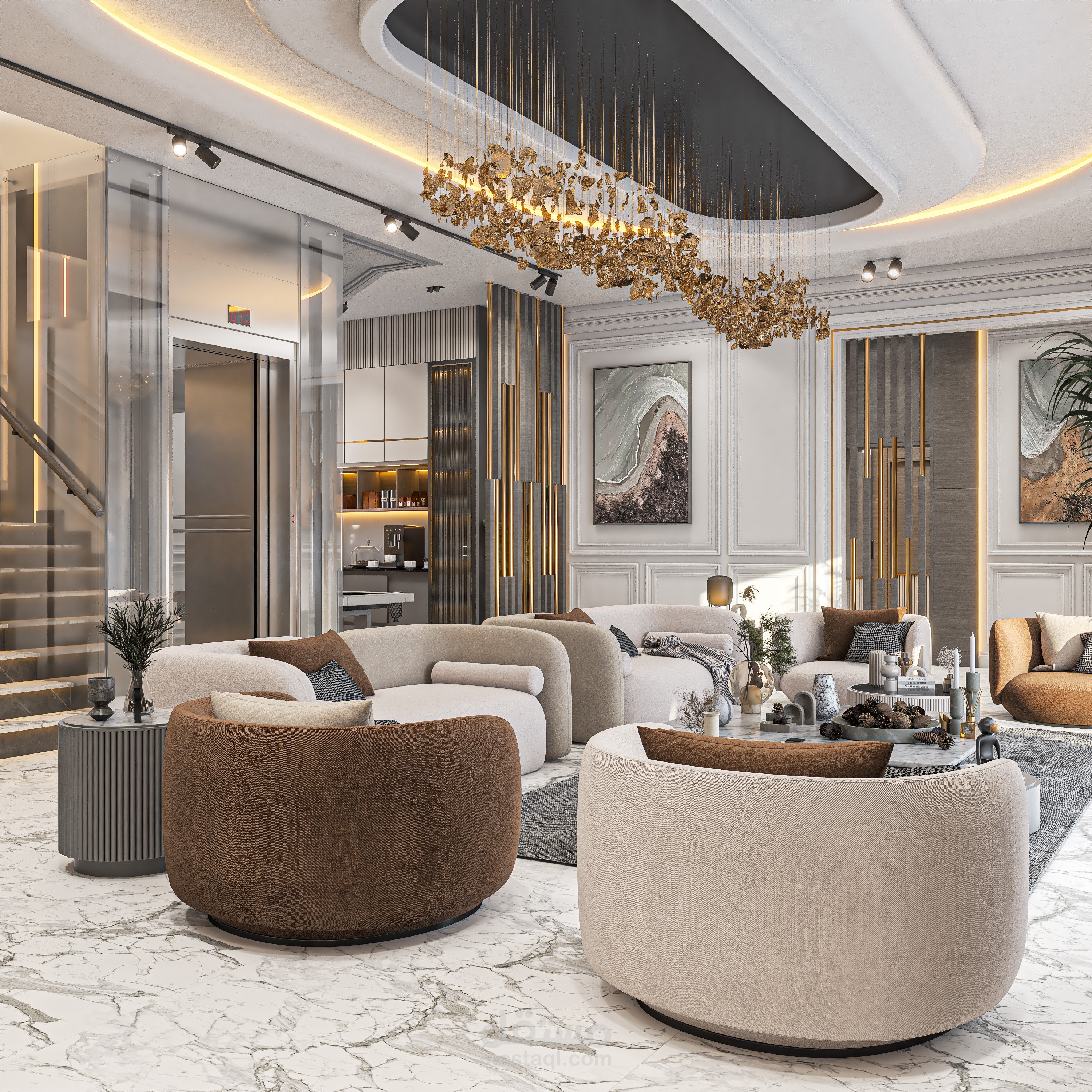 تصميم داخلي لمساحات فيلا في قطر Z03