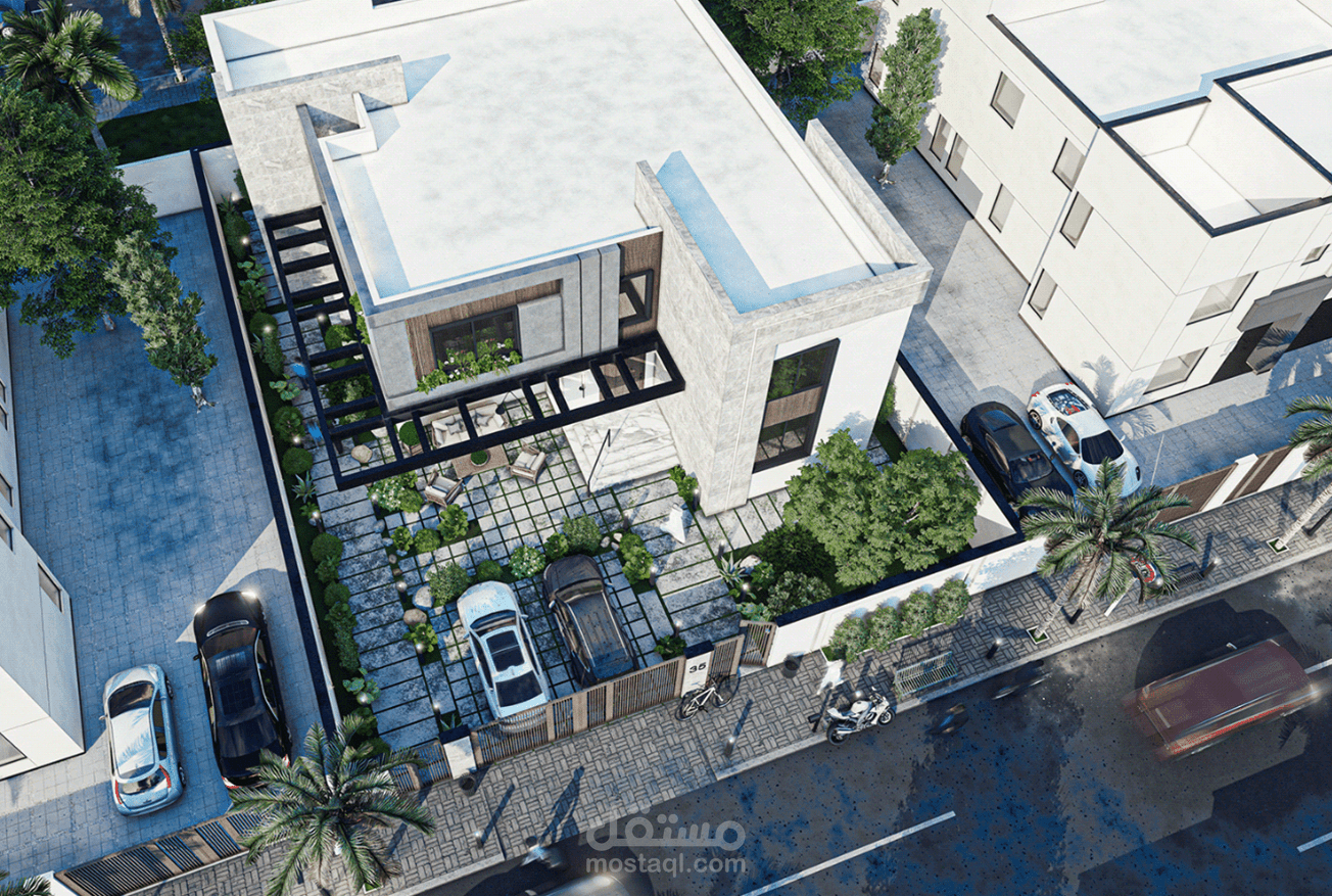 تصميم واجهة فيلا خارجية Z07