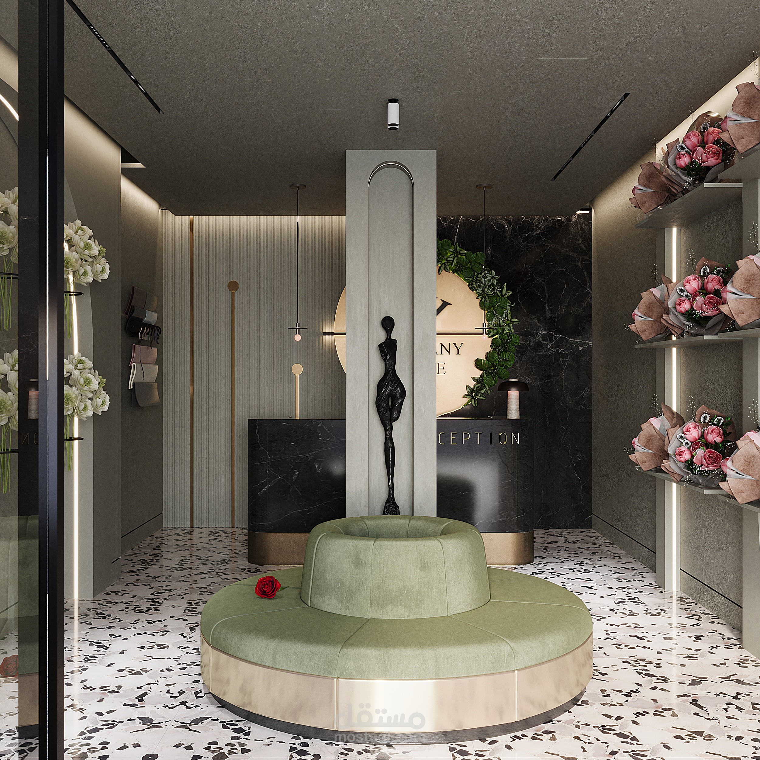 تصميم محل ورد بالدمام  باستخدام برنامج 3ds max ريندر كورونا .